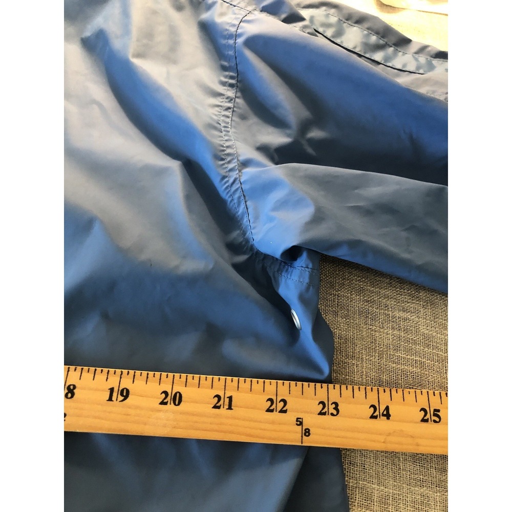 Vintage Nike Coat Womens Medium Blue Nylon Windbreaker Raincoat Hood Classic - Picture 10 of 11